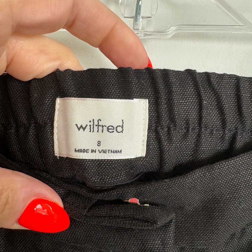 Wilfred Fable Linen TENCEL Shorts Black Pleated Elastic Waist Size 8 - Picture 9 of 13